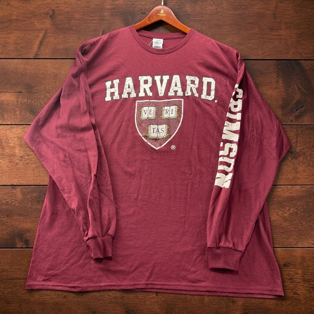 NEW Harvard University Crimson Long Sleeve T-Shirt Mens XL Maroon Delta Pro